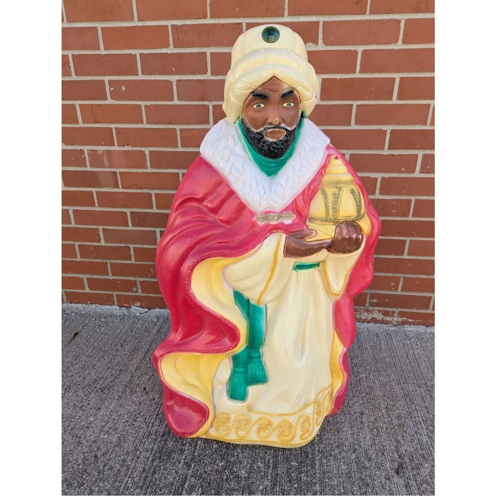 VINTAGE SANTA'S BEST WISEMAN NATIVITY LIGHTED BLOW MOLD 36" T XLARGE Christmas